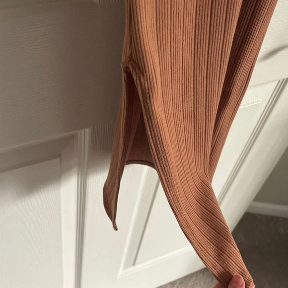 Olivia Rae Ribbed Tank Midi Dress in Rust Brown - Picture 3 of 4